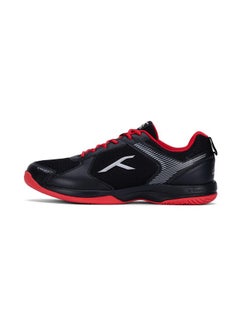 HUNDRED Unisex-Adult Court Star Badminton Shoes (Non Marking) | Also Perfect For Squash, Table Tennis, Volleyball, Basketball & Indoor Sports Lightweight Durable X-Cushion Protection (Black/Red, 2Uk)  - Image 1