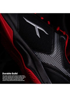 HUNDRED Unisex-Adult Court Star Badminton Shoes (Non Marking) | Also Perfect For Squash, Table Tennis, Volleyball, Basketball & Indoor Sports Lightweight Durable X-Cushion Protection (Black/Red, 2Uk)  - Image 3