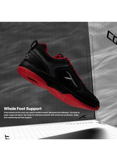 HUNDRED Unisex-Adult Court Star Badminton Shoes (Non Marking) | Also Perfect For Squash, Table Tennis, Volleyball, Basketball & Indoor Sports Lightweight Durable X-Cushion Protection (Black/Red, 2Uk)  - Image 2