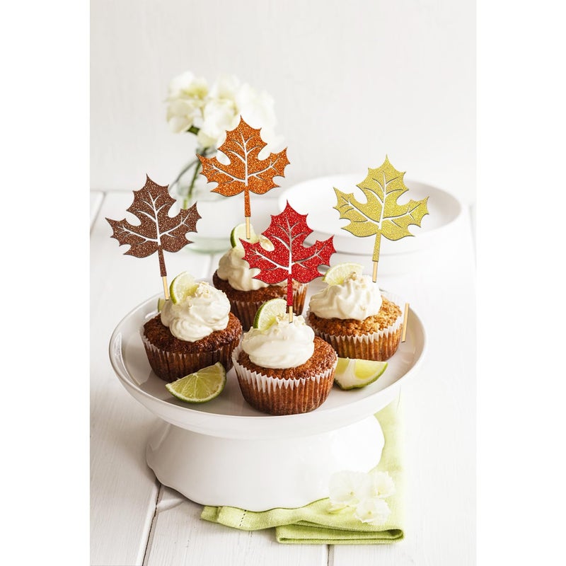 Moitkptt 24 Pcs Maple Leaf Cupcake Toppers for Fall Theme Decorations  Fall Leaf Cupcake Picks for Thanksgiving Day Decorations  Maple Leaves Cake Topper for Autumn Thanksgiving Party Decorations (Maple B) - Image 5