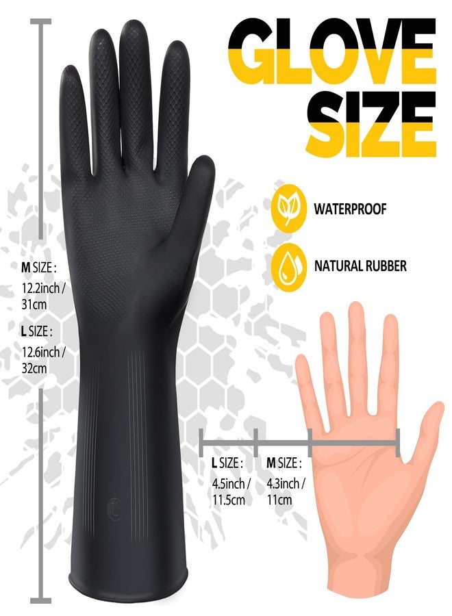 Chumia 8 Pairs Heavy Duty Rubber Gloves Industrial Chemical Resistant Latex Gloves Cleaning Gloves Black Gloves Men Protective Safety Work Waterproof Reusable Gloves for Car Home Lab, 12.6 x 4.5 Inches Large - Image 2