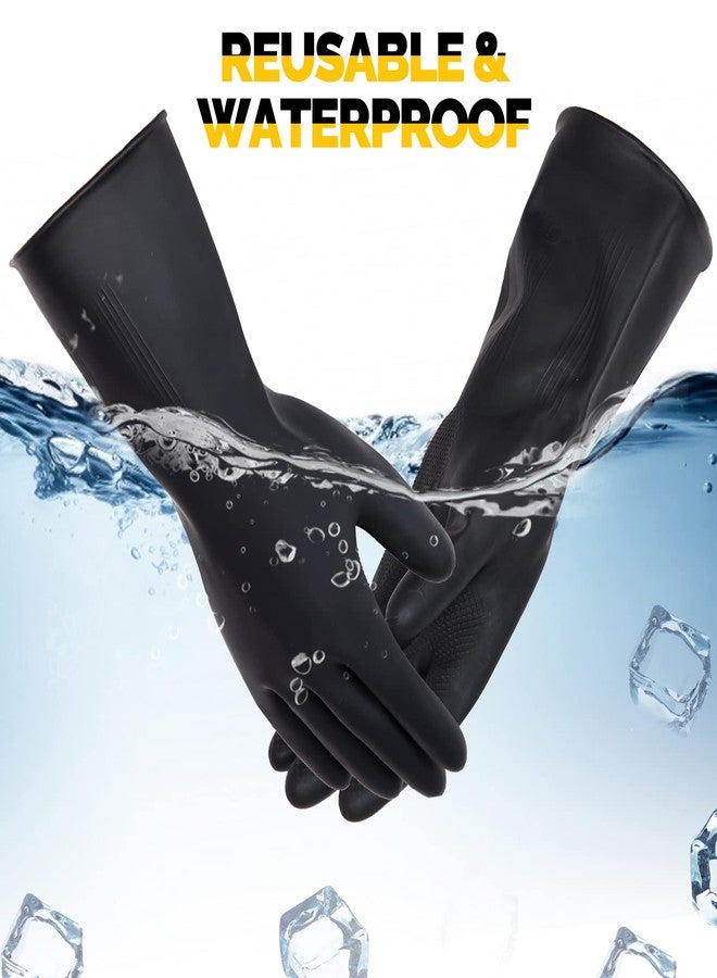 Chumia 8 Pairs Heavy Duty Rubber Gloves Industrial Chemical Resistant Latex Gloves Cleaning Gloves Black Gloves Men Protective Safety Work Waterproof Reusable Gloves for Car Home Lab, 12.6 x 4.5 Inches Large - Image 4