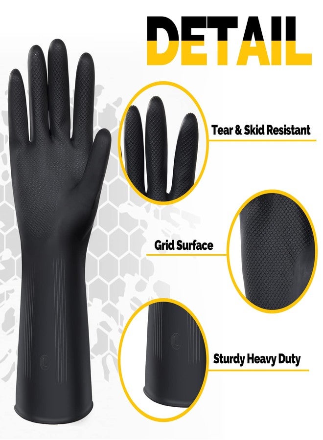 Chumia 8 Pairs Heavy Duty Rubber Gloves Industrial Chemical Resistant Latex Gloves Cleaning Gloves Black Gloves Men Protective Safety Work Waterproof Reusable Gloves for Car Home Lab, 12.6 x 4.5 Inches Large - Image 3