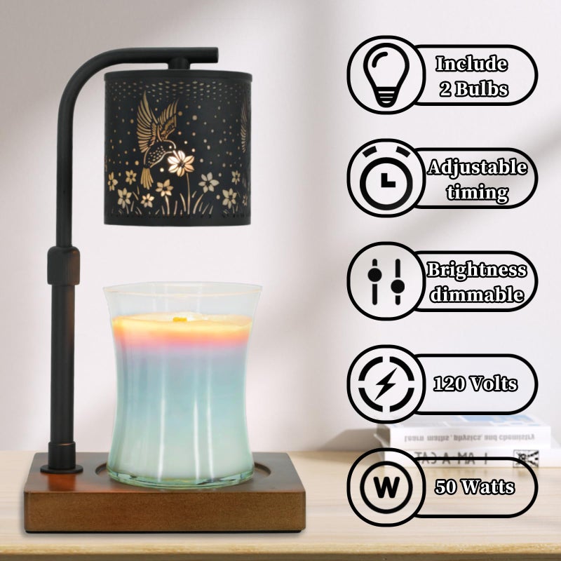 Eandisom Candle Warmer Lamp Timer - Birthday Gifts for Women Mom, House Warming Gifts New Home Decor, Modern Farmhouse Decor, Hummingbirds Candle Warmer for All Jar Candles with 2 Bulb - Image 4