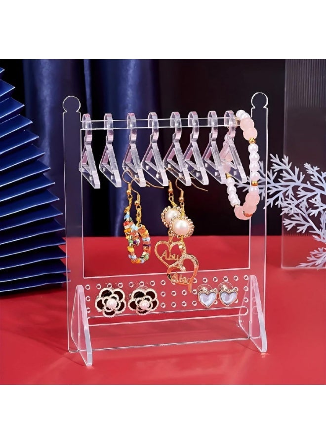 Clear Acrylic Earring Holder Jewelry Display Organizer with Clothes Hanger Design, Modern Earrings Stand for Accessories and Jewelry Storage, Space Saving Vanity and Retail Display Organizer - Image 3