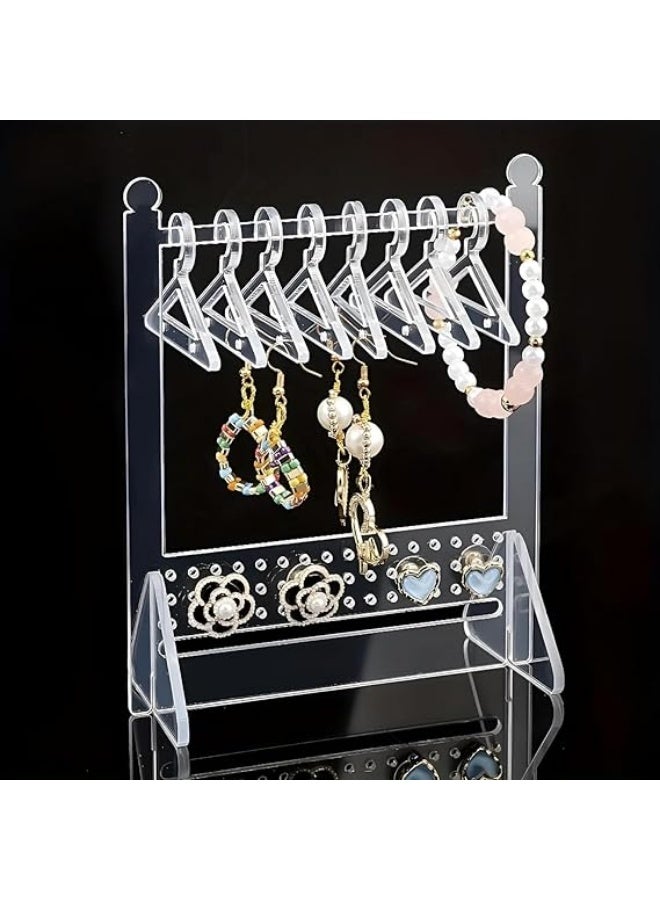 Clear Acrylic Earring Holder Jewelry Display Organizer with Clothes Hanger Design, Modern Earrings Stand for Accessories and Jewelry Storage, Space Saving Vanity and Retail Display Organizer - Image 1