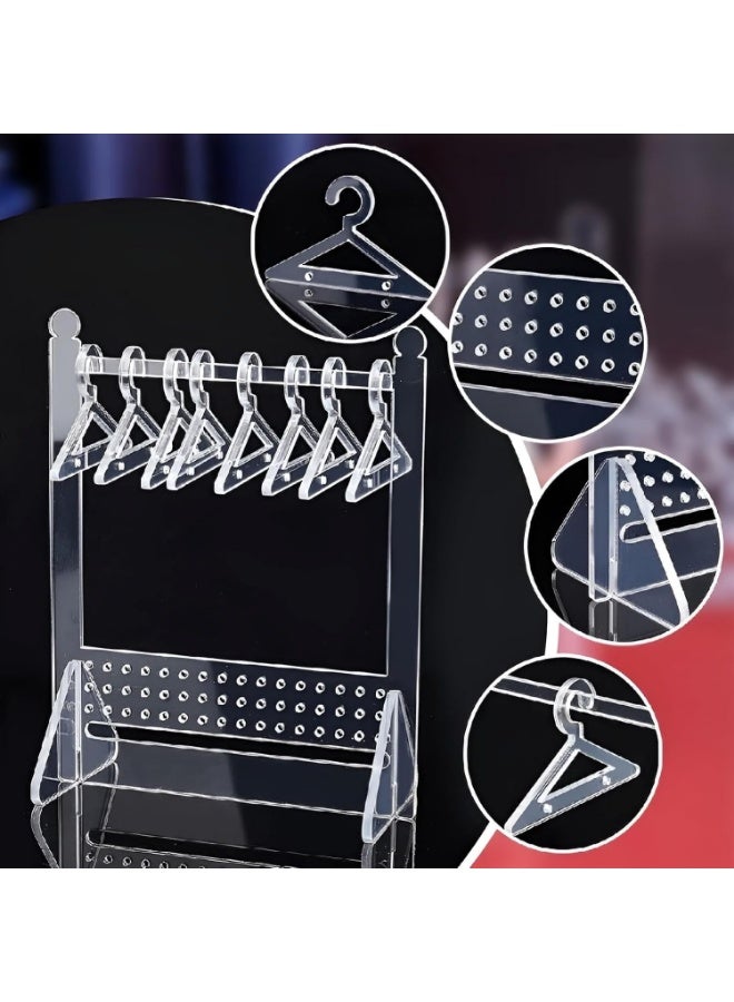 Clear Acrylic Earring Holder Jewelry Display Organizer with Clothes Hanger Design, Modern Earrings Stand for Accessories and Jewelry Storage, Space Saving Vanity and Retail Display Organizer - Image 5
