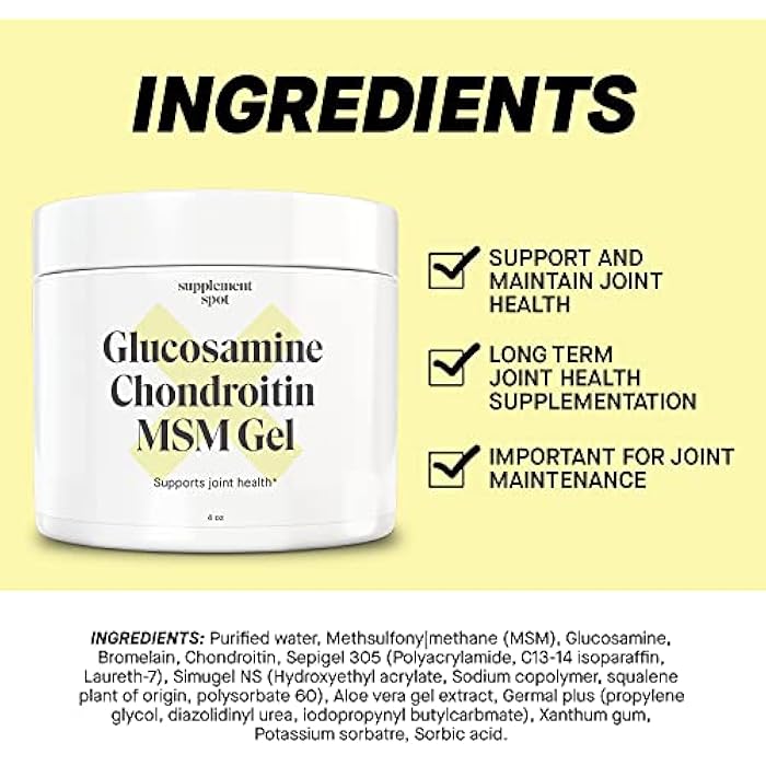 Supplement Spot Glucosamine Chondroitin MSM Gel (4 oz) - with Glucosamine, Chondroitin, MSM & Bromelain to Support Joint Health– for Women & Men (90 Day Supply) - Image 5