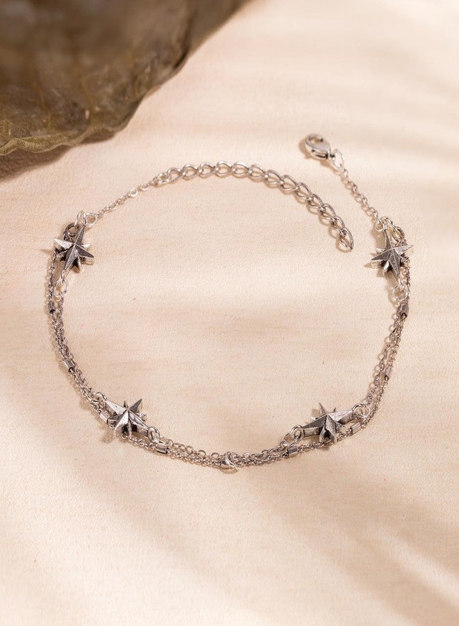 VOYLLA Boho Tribe Celestial Charm Oxidised Anklet For Women, Women Links Anklets, Gift For Her, Women's Gift, For Sister, For Lover, For Girlfriend, For Wife, Summer, Travel, Casual - Image 3