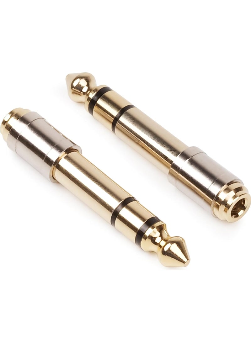 Rock Pow 1/4'' Male to 1/8'' Female Stereo Headphone Adapter 6.35mm to 3.5mm Audio Adapter Pure Copper for Headphone Amplifier Guitar 2 Pack  - Image 1