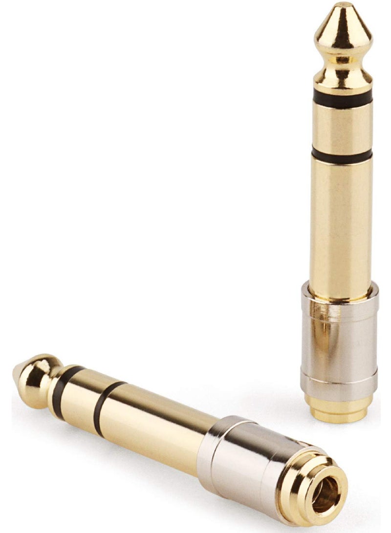 Rock Pow 1/4'' Male to 1/8'' Female Stereo Headphone Adapter 6.35mm to 3.5mm Audio Adapter Pure Copper for Headphone Amplifier Guitar 2 Pack  - Image 2