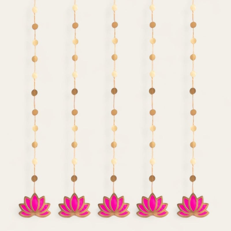 The Banner Company The Banner Company 2m Lotus Paper Garlands Toran for DiwaliPoojaUgadiSankranti Ganesh Chathurthi Decoration Set of 5 