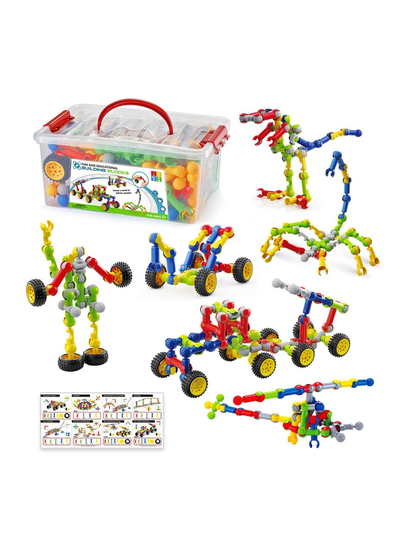 SYOSI 170 Pcs Building Toys for Kids Ages 4-8 with Toy Box Storage, Idea Guide, Building Blocks STEM Toys for 3 4 5 6 7 8 9 Year Old Creative Kids Activity,  Birthday Gifts for Boys Girls  - Image 1