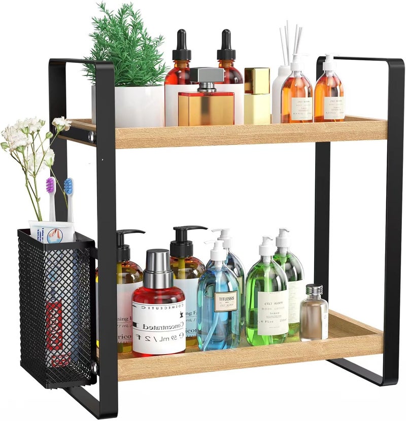 LEMIKKLE Bathroom Counter Organizer with Basket, Bathroom Organizers and Storage,Skincare Organizers for Vanity,Storage Organizers for Bathroom, Kitchen, Dresser - Image 1
