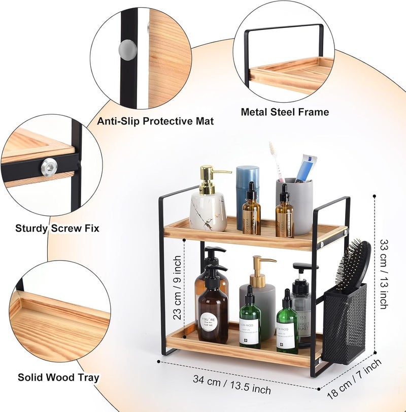 LEMIKKLE Bathroom Counter Organizer with Basket, Bathroom Organizers and Storage,Skincare Organizers for Vanity,Storage Organizers for Bathroom, Kitchen, Dresser - Image 3