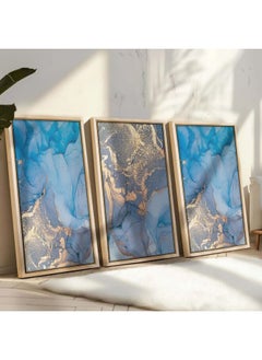 Home Gallery Set Of 3 Natural Luxury Abstract Fluid Framed Wall Art  - Image 1