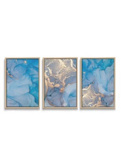 Home Gallery Set Of 3 Natural Luxury Abstract Fluid Framed Wall Art  - Image 3