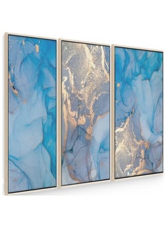 Home Gallery Set Of 3 Natural Luxury Abstract Fluid Framed Wall Art  - Image 5