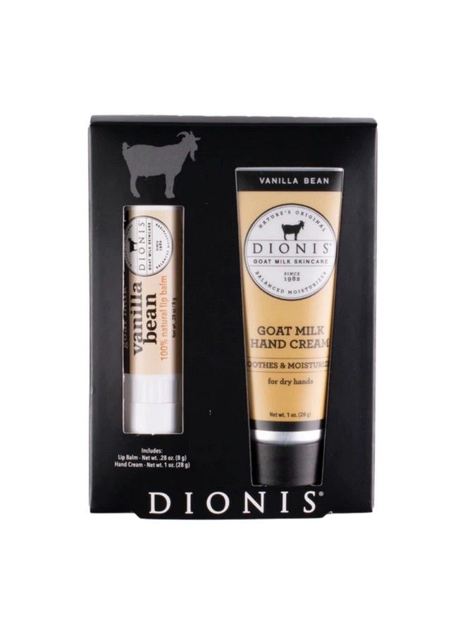 Dionis Goat Milk Skincare Vanilla Bean Scented Hand Cream & Lip Balm Set (1 Oz And .28 Oz) Made In The Usa Crueltyfree And Parabenfree - Image 1