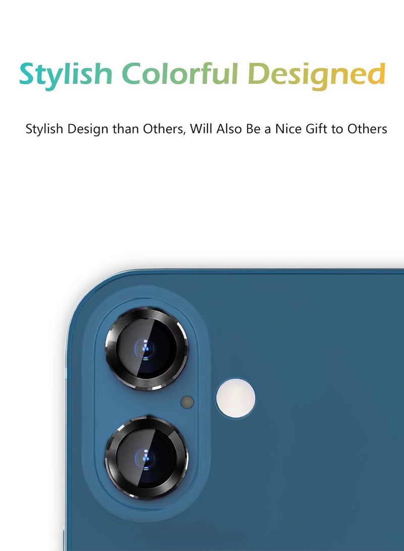 CHAPPELINE Apple iPhone 16 / iPhone 16 Plus 2024 CHAPPELINE Premium Alloy Ring Camera Lens Tempered Glass Protector Shield (MLHICR) - Clear/Black - Image 3