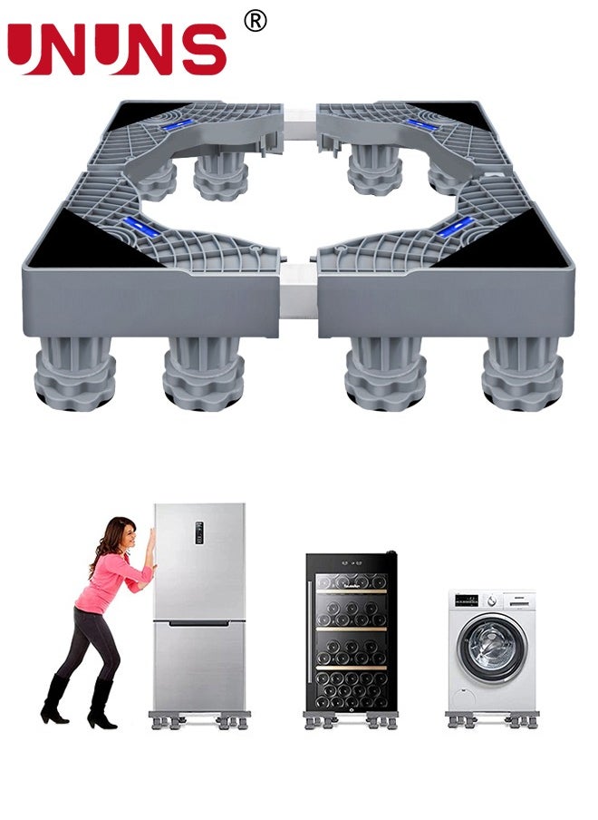 UNUNS Fridge Stand Universal Stand Base Adjustable Refrigerator Stand with 12 Strong Feet for Washing Machine Stand Pedestal, Fridge Base Stand, Adjustable Appliance Dolly Square  - Image 1
