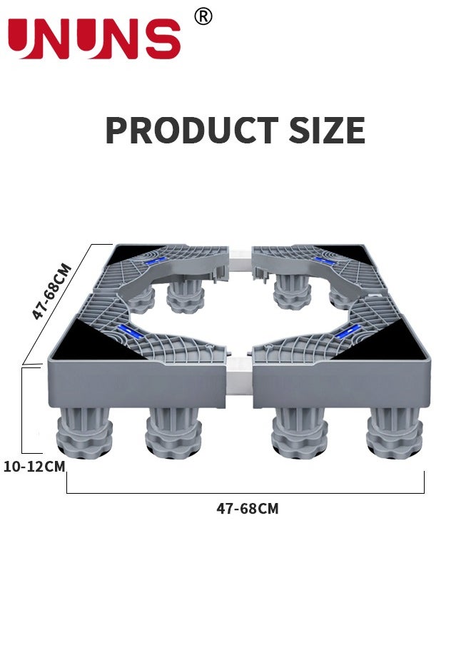 UNUNS - Fridge Stand Universal Stand Base Adjustable Refrigerator Stand with 12 Strong Feet for Washing Machine Stand Pedestal, Fridge Base Stand, Adjustable Appliance Dolly Square - Image 1