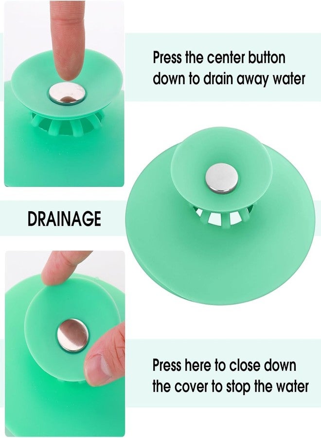 Thea Shower Drain Stopper - Silicone Bathtub Sink Stopper Hair Trap Hair Catcher Bathtub Drain Strainers Protectors Cover for Floor Laundry Kitchen and Bathroom (Pack of 4) - Image 3