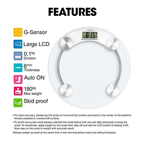 Venus 8MM Thick Tempered Glass Digital Weighing Scale - Image 4