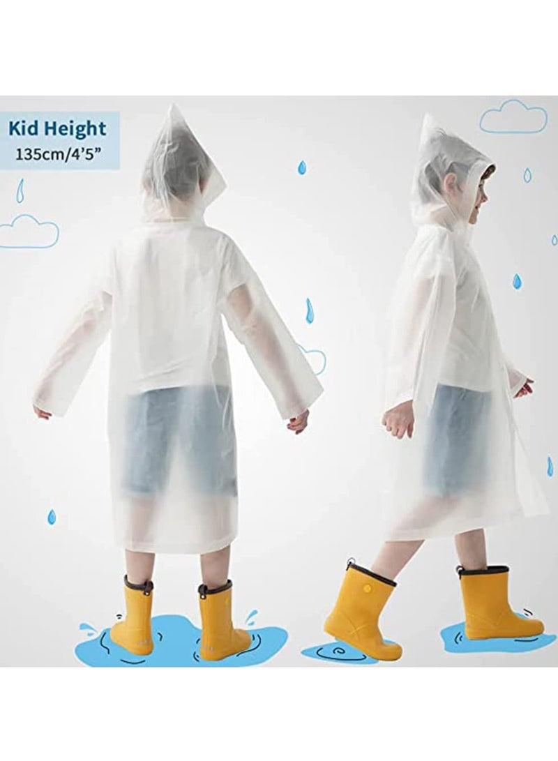 Peachjoy Kids Raincoat, 1 Pcs Kids Waterproof Thick Rain Ponchos for Kids, Reusable Emergency Rain Coats for Boys Girls, Kids Rain Jacket with Hood and Drawstring, Portable EVA Rain Jacket - Image 5