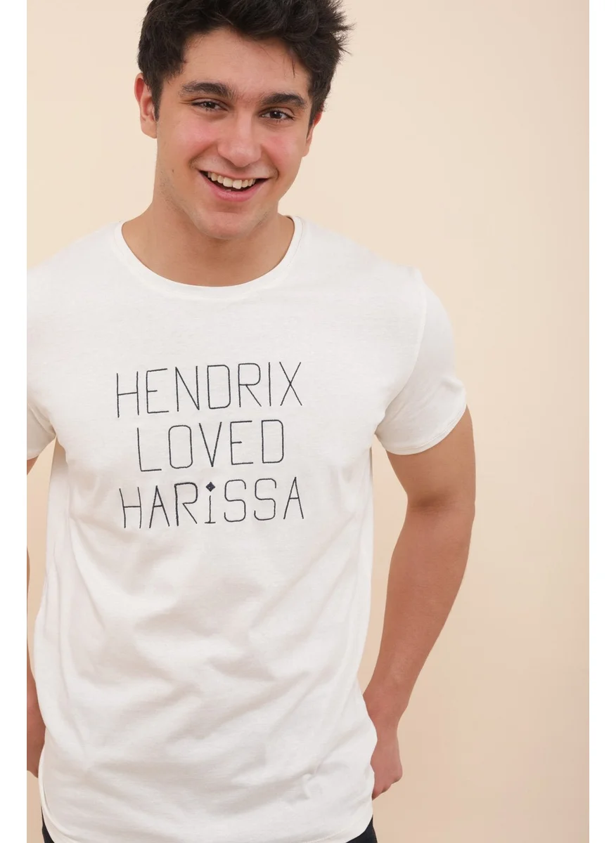  اليوم Hendrix Loved Harissa Embroidered T-Shirt 100% Cotton