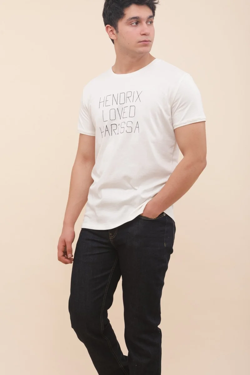 Lyoum Hendrix Loved Harissa Embroidered T-Shirt 100% Cotton