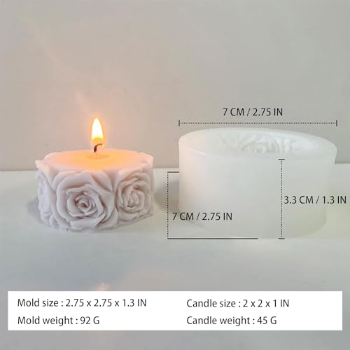 Skytail Rose Flower Column Candle Molds Valentine's Day Cylinder Resin Casting Mold for Candle Making Resin Casting Silicone Mold for DIY Candle Making Polymer Clay Craft Plaster - Image 2