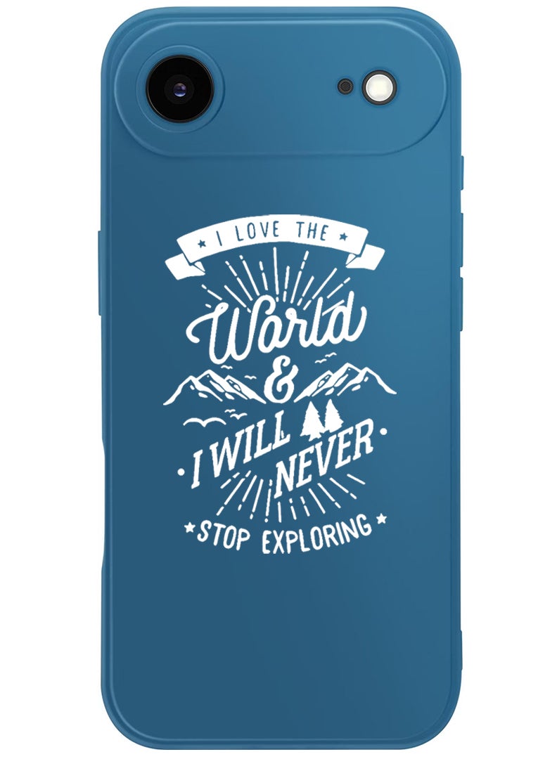 Theodor Protective Slim Fit Case Liquid Silicone Cover with Full Body Protection Anti-Scratch Shockproof Case For Apple iPhone 17 Air (Blue) I love the world - White - Image 1