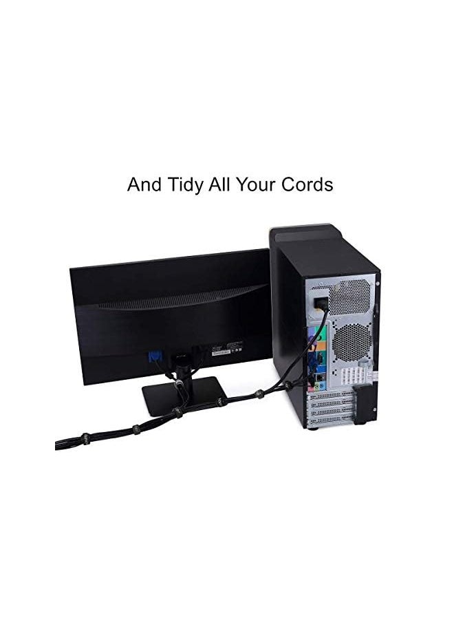 SHOWAY - Reusable Cable Ties, 50 pcs Reusable Cable Organizer, Fastening Cord Wraps, Adjustable Cable Strap Hook and Loop Cord Ties, Under Desk Charging or Data Cables Management - Image 1
