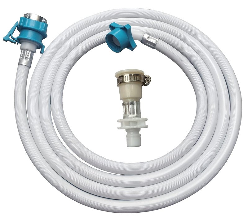 IRKAJA Irkaja 3 Meter Front or Top Load Fully Automatic Washing Machine Inlet Hose Pipe With Two Type Tap Adapters 3m With Two Type Tap Adapters MilkyWhite - Image 1