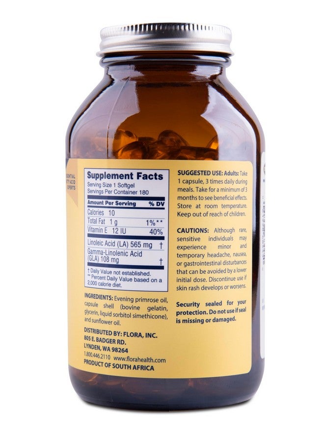 Flora Efamol Pure Evening Primrose Oil - Natural Skin Supplement - Aids with Skin Firmness, Hydration, Wrinkles & Smoothness - with Omega-6 GLA - 180 Softgels - Image 2
