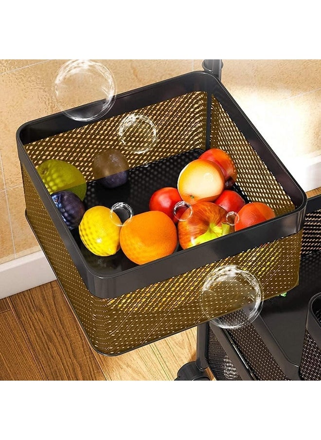 sulfar Sulfar Multi Purpose Trolley Storage Organizer and Kitchen Accessories Items for Kitchen Storage Rack Square Design Fruits & Vegetable Onion Cutlery (Matt Black, 3 Layer Drawer)  - Image 2