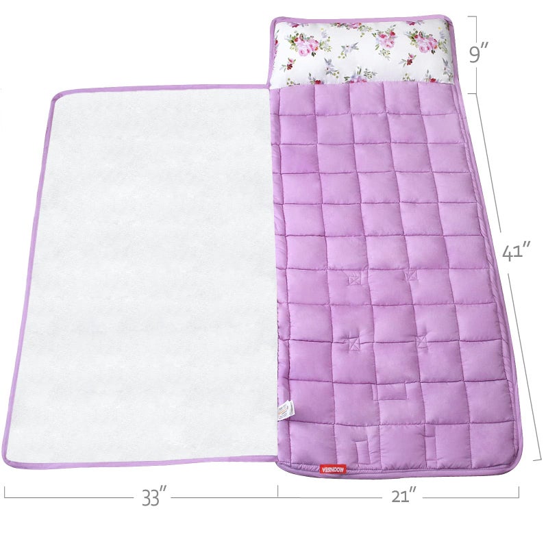 Moonsea Toddler Nap Mat for Girls Floral, Toddlers Sleeping Mat with Fleece Blanket, Lightweight Perfect for Toddlers Preschool, Daycare, Travel Sleeping Bag, Fit Standard Cot - Image 5