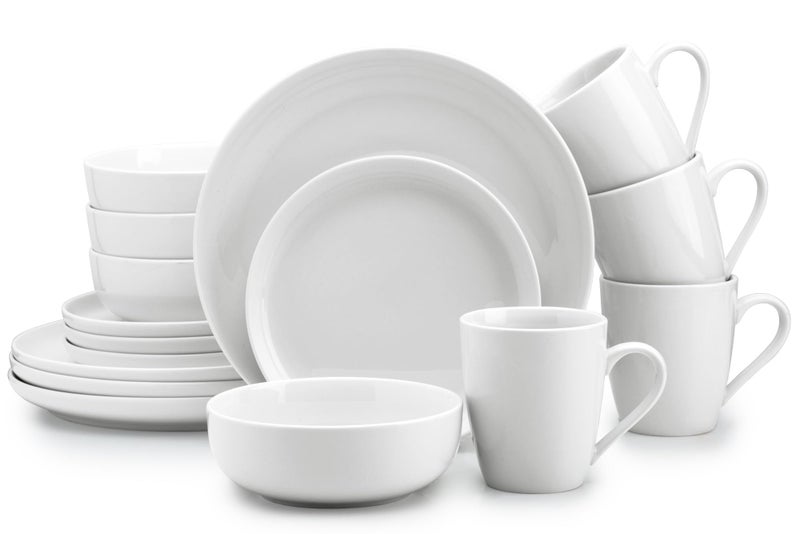 Zulay Kitchen Nova Porcelain Dinnerware Set, Service For 4 - Chip & Scratch Resistant White Plates And Bowls Sets - Microwave & Dishwasher Safe - White - Image 1