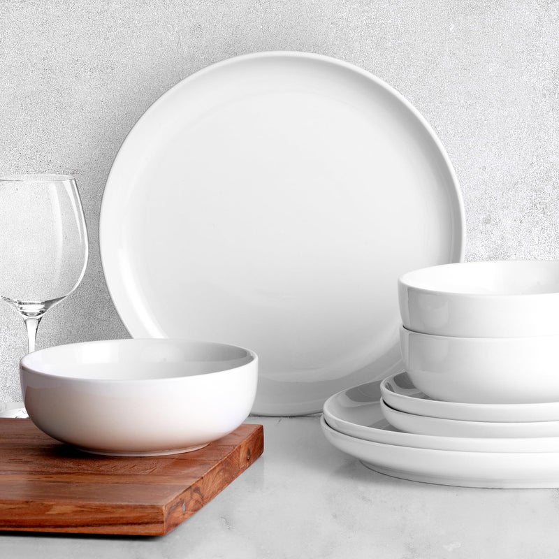 Zulay Kitchen Nova Porcelain Dinnerware Set, Service For 4 - Chip & Scratch Resistant White Plates And Bowls Sets - Microwave & Dishwasher Safe - White - Image 5