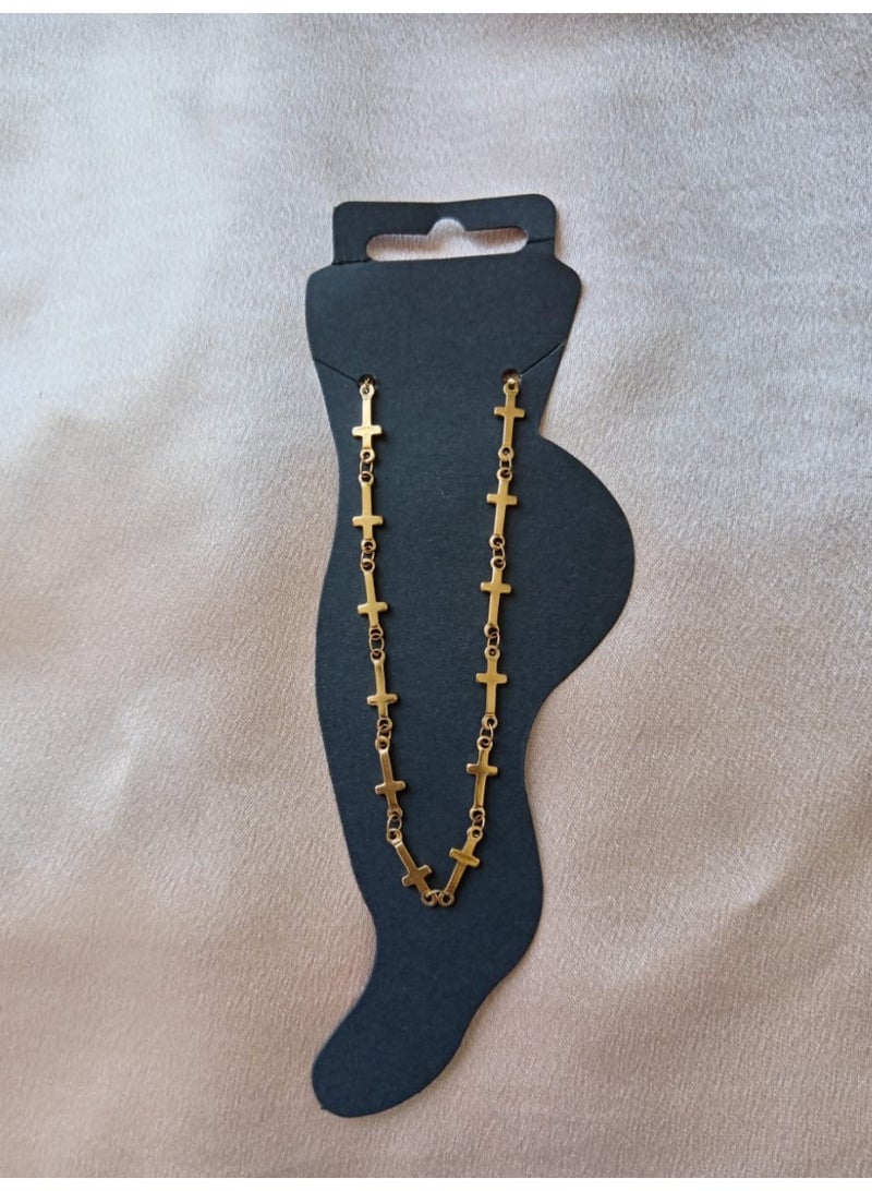 Golden Cross Charm Anklet - Image 1