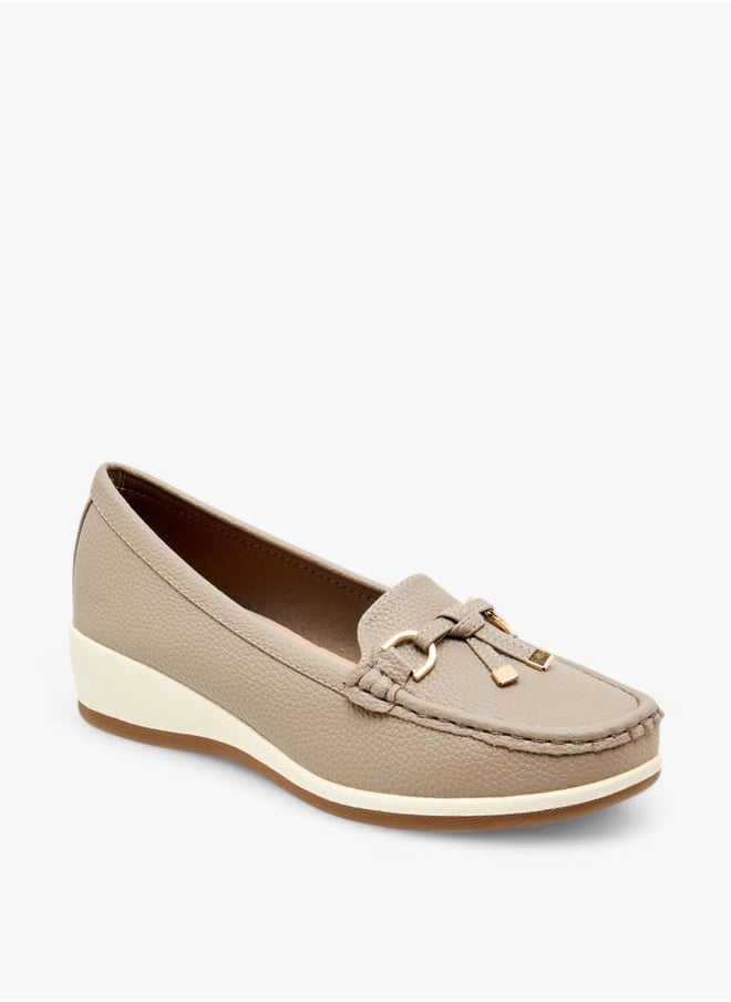 Le Confort Women Textured Slip-On Loafers with Tassel and Wedge Heel  - Image 2