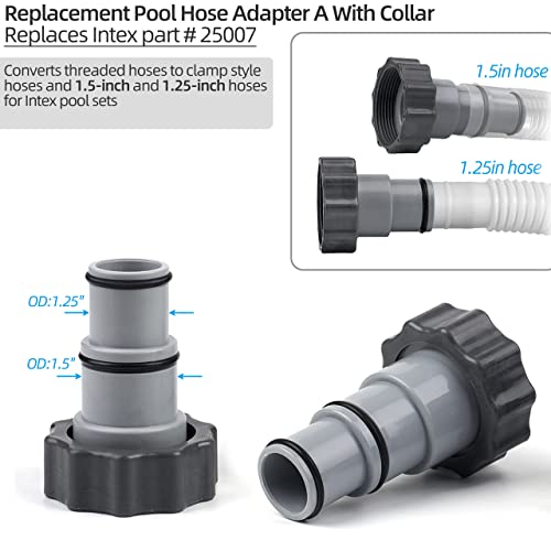 Dimakung Pool Hose Adapter A with Collar for Intex Threaded Connection Pump, Converts 1.5 & 1.25-inch Hoses (2 Pack - Image 3