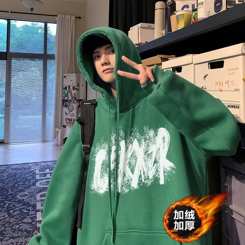 Heavy Hooded Sweater Men'S American Style Retro Pullover Top Trendy Brand Plutonium Handsome Loose Casual Hoodie Jacket - Image 5