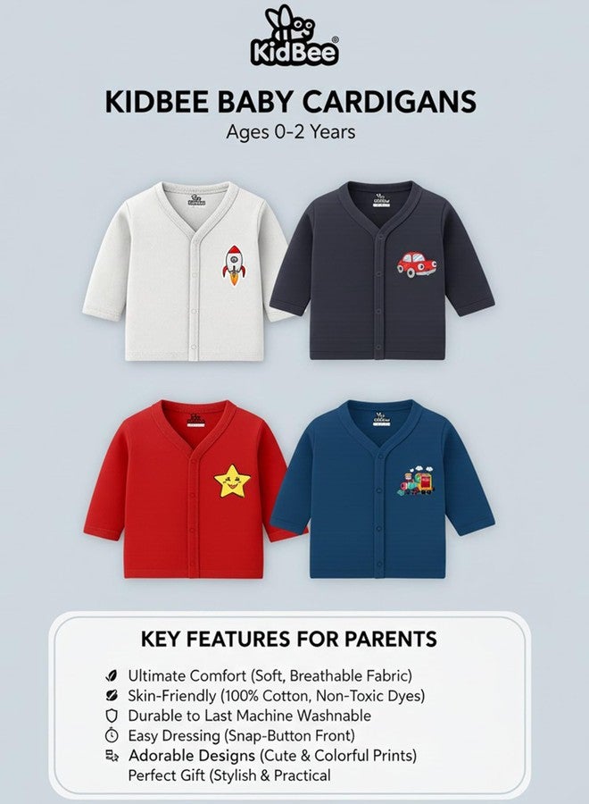 Kidbee Unisex Baby Cotton Jabla Top, Front-Open, Full Sleeve Set of 4 (in, Age, 18 Months, 24 Months, Regular, PL-JFS-Multi-4pc) - Image 4