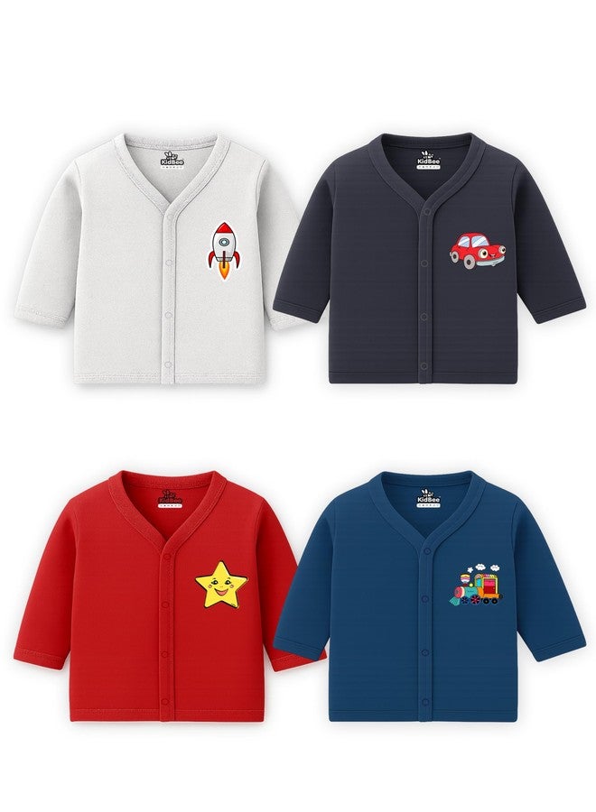 Kidbee Unisex Baby Cotton Jabla Top, Front-Open, Full Sleeve Set of 4 (in, Age, 18 Months, 24 Months, Regular, PL-JFS-Multi-4pc) - Image 1