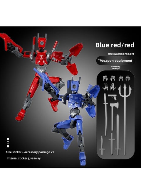 Assembled Sentinel Arthrotype Dummy Trendy Lucky 13 Doll Super Movable Creative Assembled Model Hand-made-Color:[standard Configuration Of 2 Pieces] Blue + Red