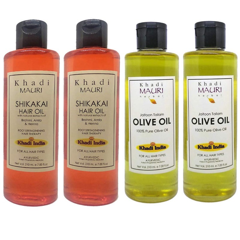 Khadi Mauri Shikakai Olive Hair Oil Pack Of 4 840 ml