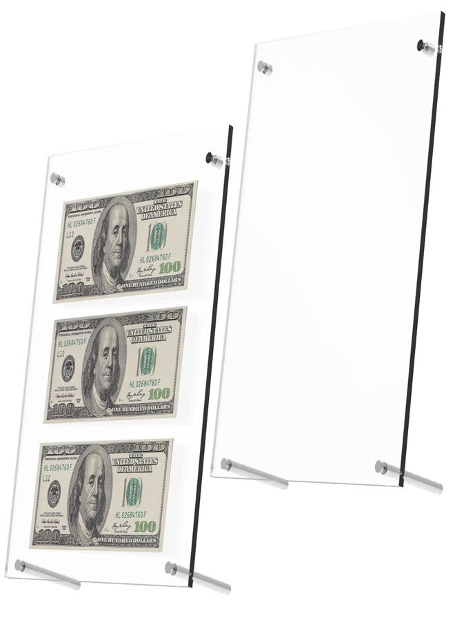 JINGHANGER 2 PCS Dollar Bill Holder Acrylic Display Dollar Case Display Multiple Banknotes Currency Ticket Protector Dollar Bill Holder Frame Paper Money Frame for Bill Collectors Collection 11.7 x 8.3 Inch - Image 1