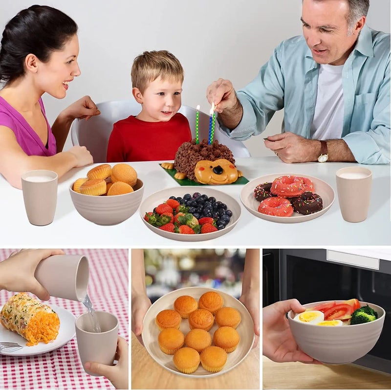 STAR WORK Wheat Straw Dinnerware Set | Unbreakable Dinnerware Sets | Dishwasher Microwave Safe Dinnerware | Eco Friendly Non Breakable |4 Plates,4 Bowls,4 Cups,16 Cutlery | (28 Pcs Multicolour) - Image 3